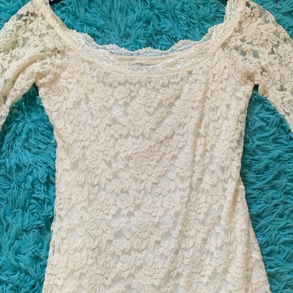 Lovely Cream Lace Bodycon Dress size Large - Picture 1 of 2
